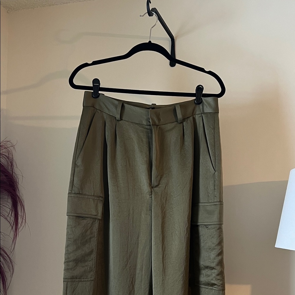 Madewell Olive Green Wide-Leg Trousers size 8